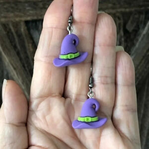 3 for $25/ Witches Hats Handmade Lightweight Clay Polymer Halloween Earrings NWT